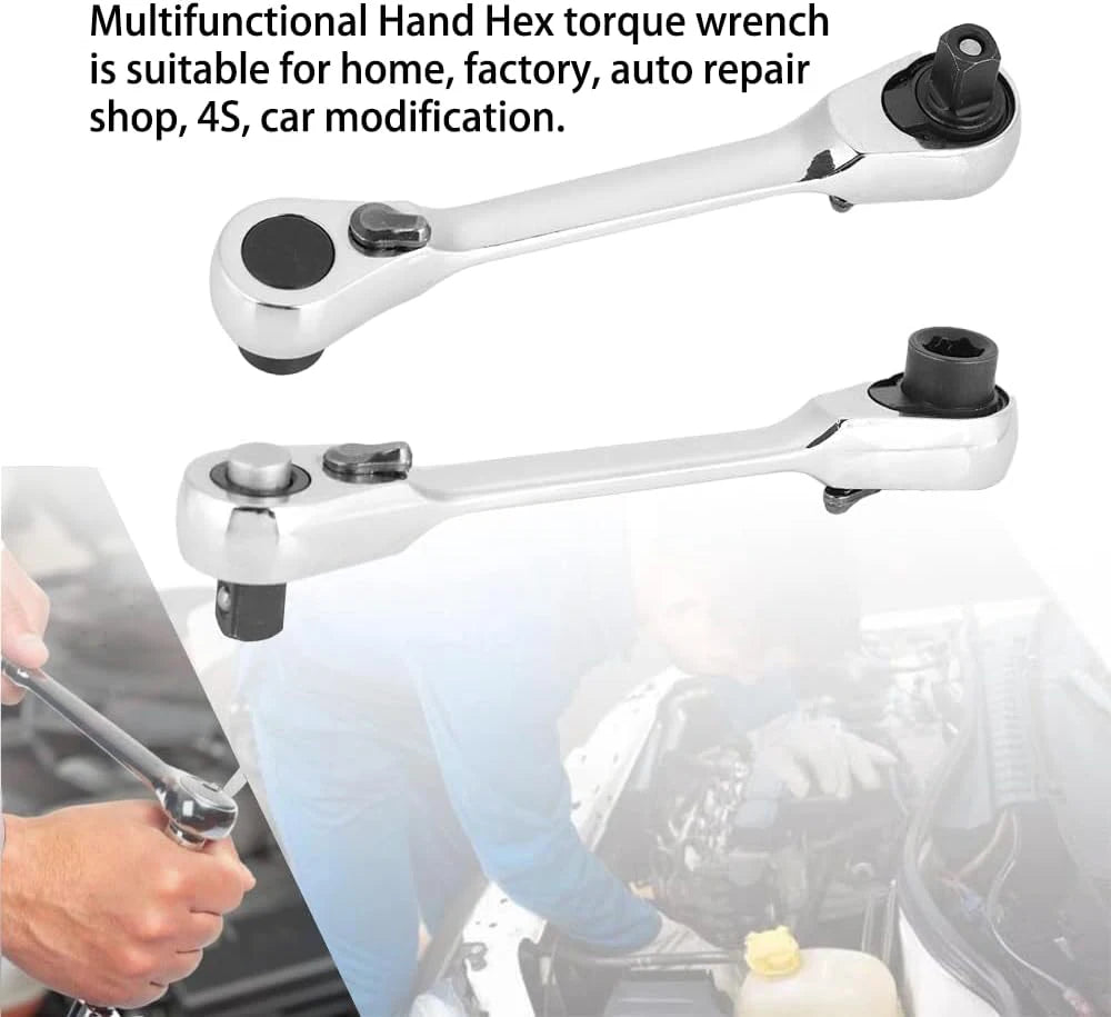 Mini Double Headed Ratchet Wrench 1/4 Inch Drive Socket Screwdriver Bit Driver Quick Release Ratchet Wrench Hand Tools Pi-Mart