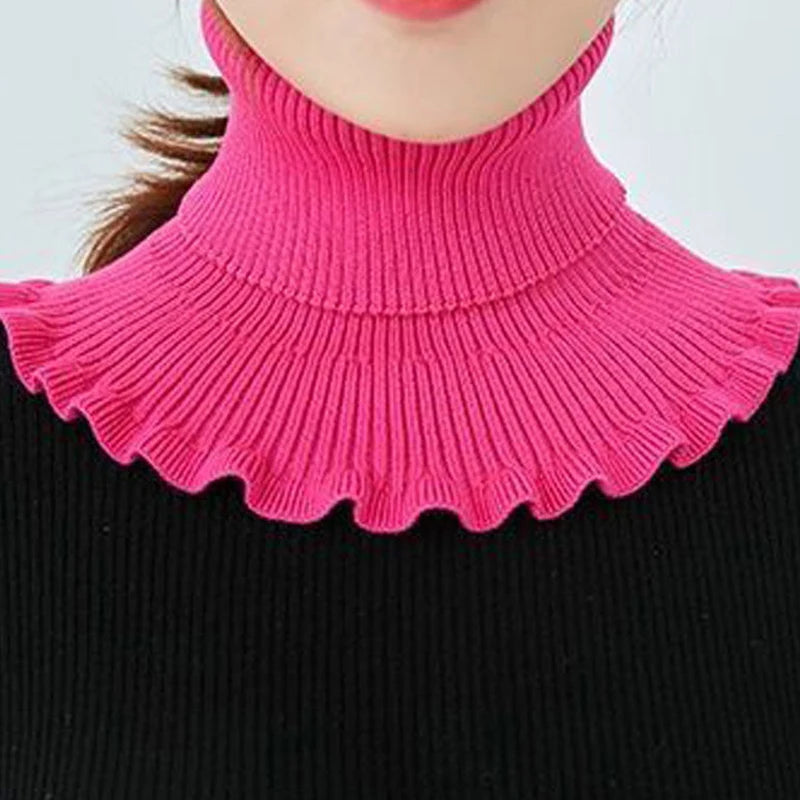 Warm Knitted Fake Collar Women Thicken Turtleneck Ruffles False Collars Detachable Neck Guard Winter Windproof Fake Collar Pi-Mart