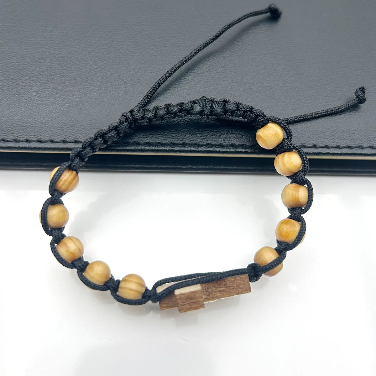 Religious Catholic Cross Bracelet Wooden Beads Wrap Braided Jesus Prayer Bracelets Handmade Jewelry Gift Pi-Mart