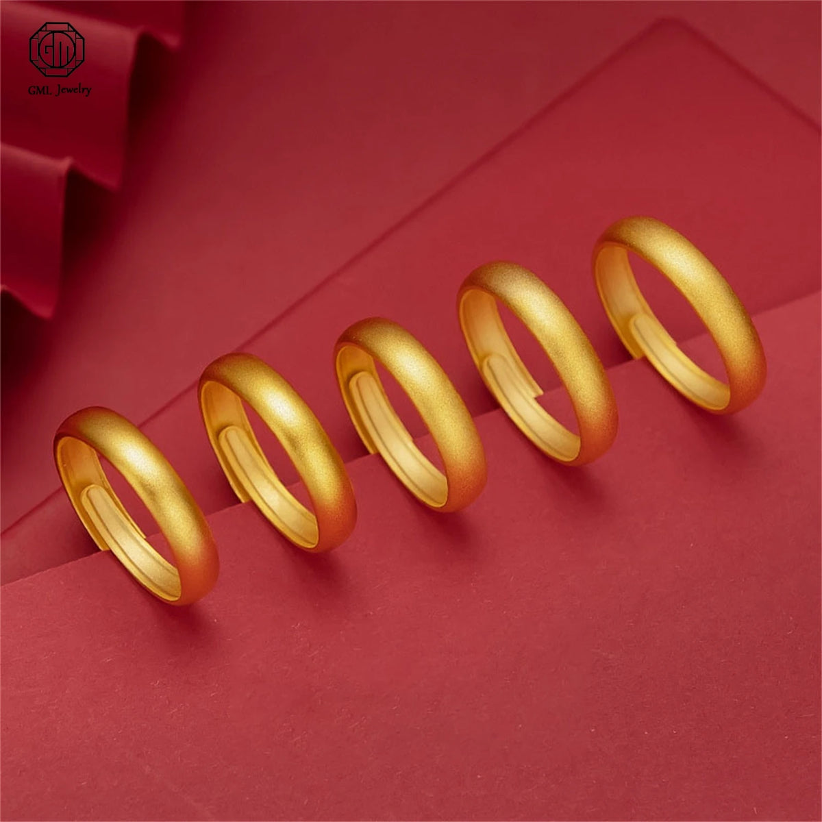Sand Gold Adjustable Ring Matte Wide Band Openable Fade Resistant Unisex Couple Jewelry Solid Minimalist Gift Pi-Mart