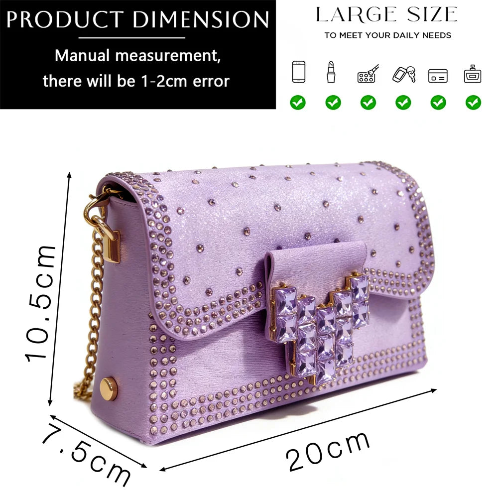 Venus Chan 2026 INS Italy Elegant Rhinestone Pointed Toe High Heels & Matching Bag Set - Perfect for Women's Parties & Weddings Pi-Mart