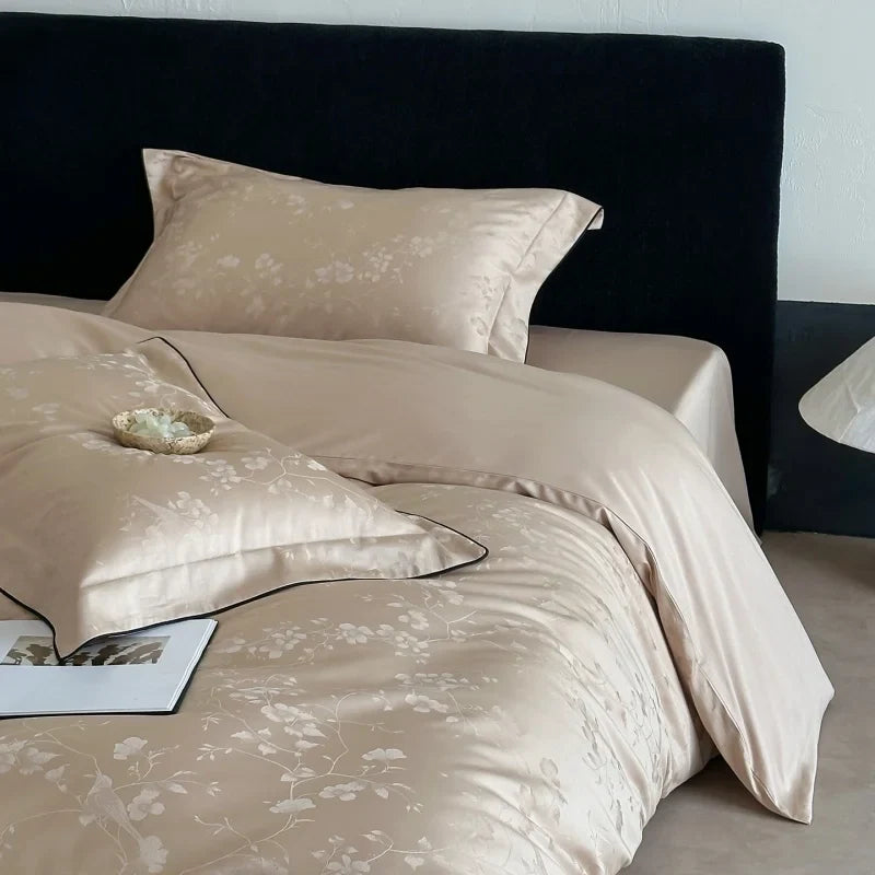 Long Staple Cotton Jacquard Bedding Set Single Double Queen King Size Duvet Cover Bedsheet Pillowcase Luxury Quilt Cover Set LadyShow.Store