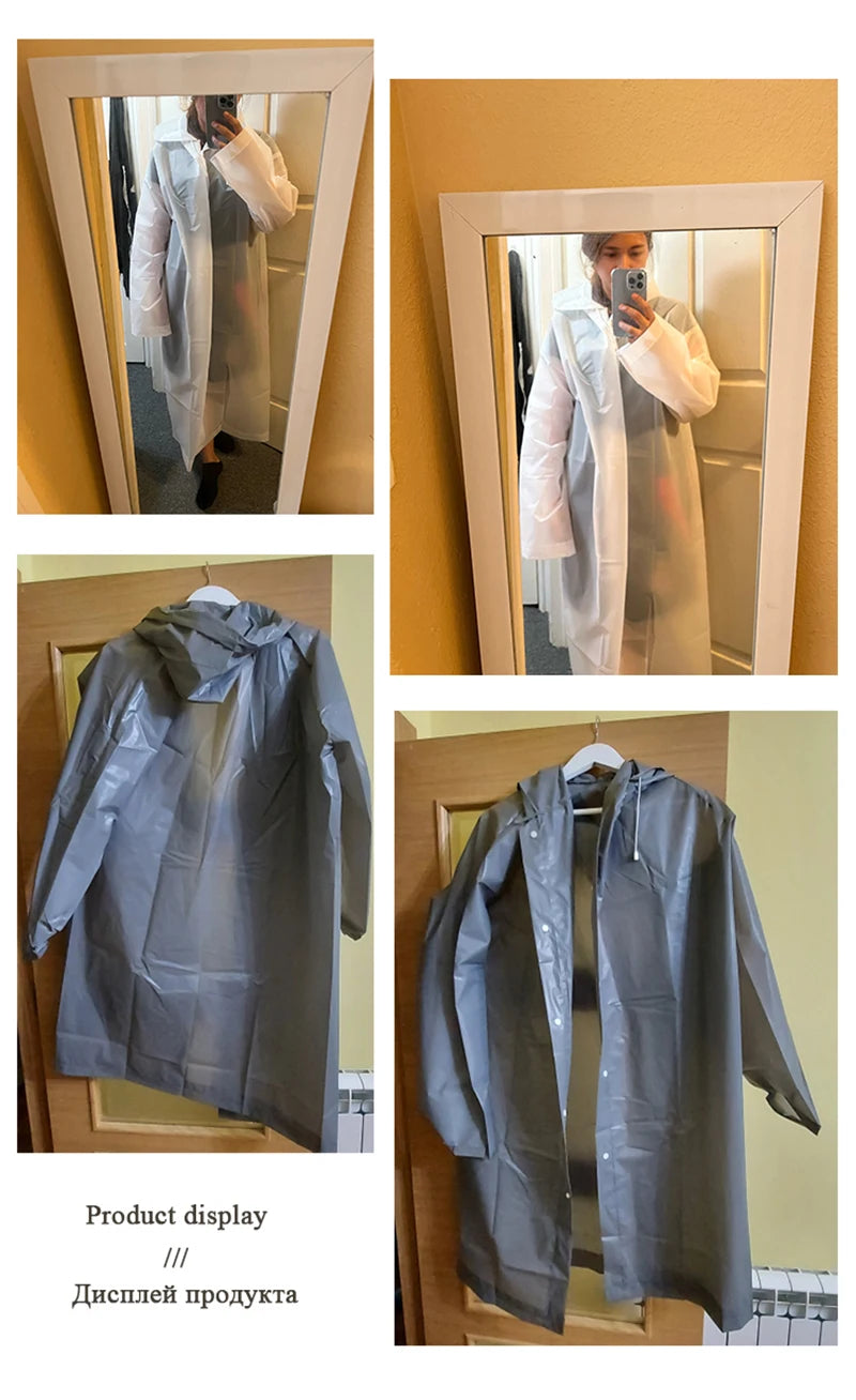 Raincoat Women Men Impermeable Thickened Waterproof Raincoat Tourism Outdoor Hiking Rain Poncho Raincoat Hooded Rain Coat Pi-Mart