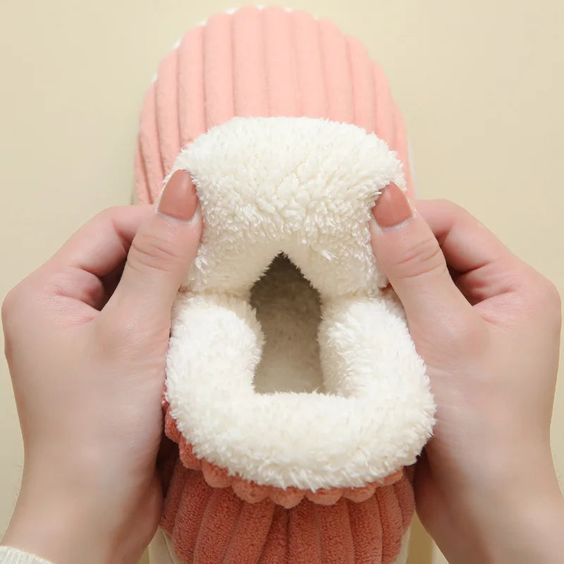 Evshine Soft Sole Slippers For Women Winter Fashion Women Fur Slippers Fuzzy Plush Men Slippers Warm Furry Women Cotton Shoes Pi-Mart