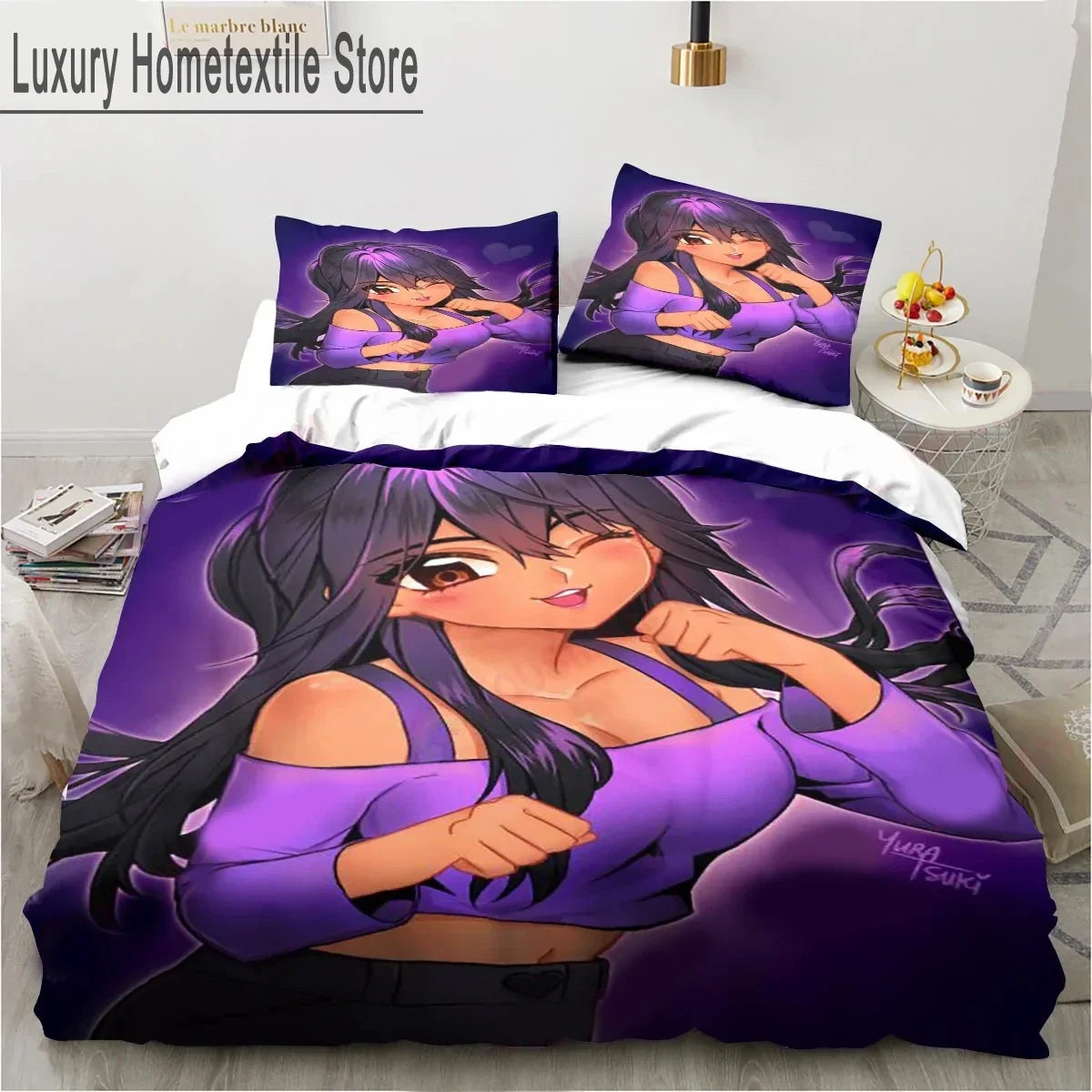 Cartoon Game Cute Aphmau with Wings Bedding Set Boys Girls Twin Queen King Size Duvet Cover Pillowcase Bed boys Adult Pi-Mart
