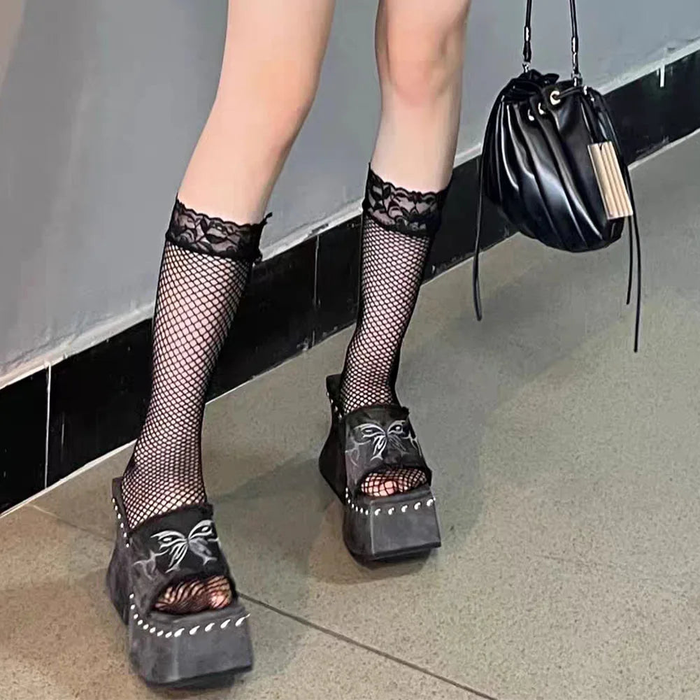 Punk Chunky Heels Mule Shoes Sandals For Women Rivet Platform Slide Sandals Open Toe 2026 Summer Trendy Shoes Street Women Shoes Pi-Mart