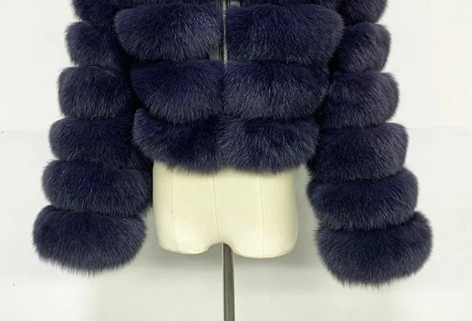 High Quality Furry Cropped Faux Fur Coats Jackets Women Fluffy Top With Hooded Winter Fur Jackets Fourrure Manteau Femme JH137 Pi-Mart