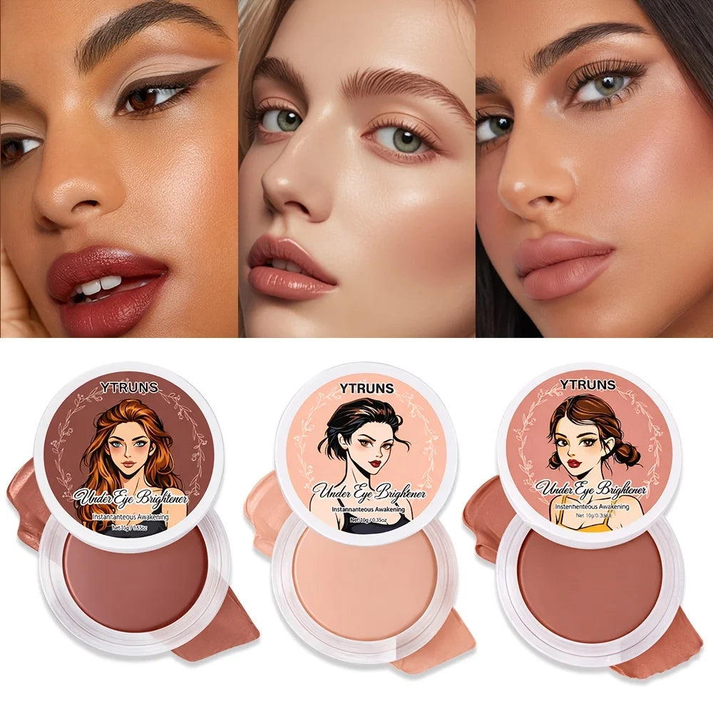 Under Eye Concealer Cream Makeup, Lightweight Smooth Texture Eye Concealer Cosmetic, Natural Skin Tone Finish, 3 Shades Pi-Mart