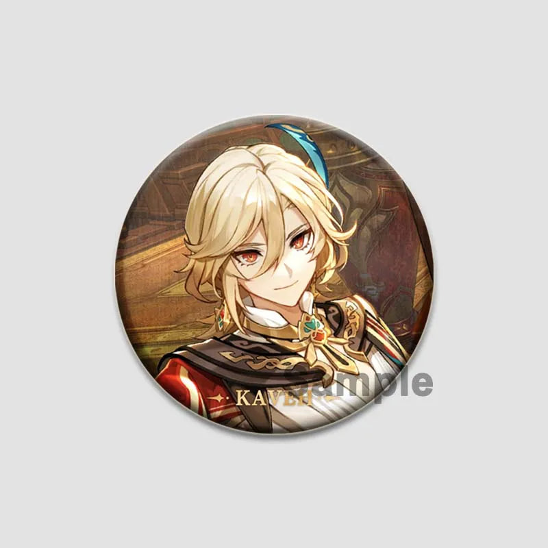 Genshin Impact Game Brooches 58mm Round Button Pins for Backpack Jackets Jewelry Cartoon Cosplay Badge Hutao Zhongli Xiao Badges Pi-Mart