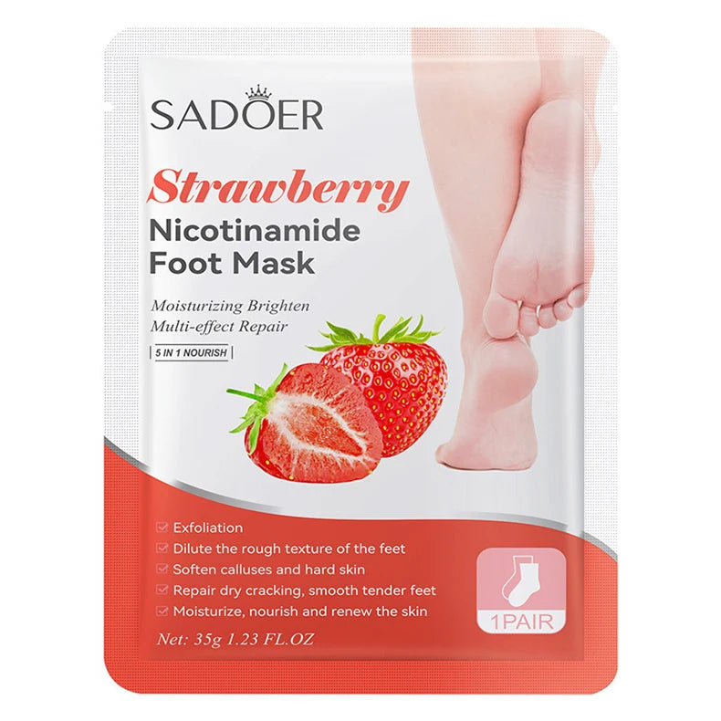 6 Pairs SADOER Fruits Foot Mask Moisturizing Foot Peeling Mask Exfoliating For Feet Spa Pedicure Exfoliant Feet Skin Care Pi-Mart