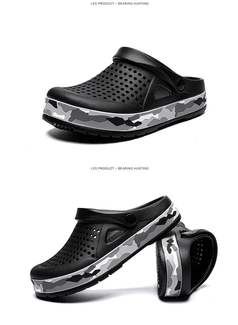 Men's summer casual hole shoes non slip lightweight breathable Two wearing men's sandals fashion comfort beach shoes slippers Pi-Mart