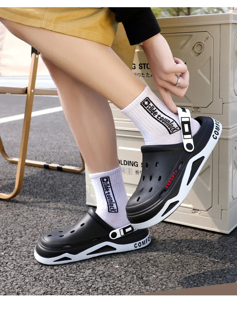 New fashion sandals Men's EVA casual comfortable hole garden shoes outdoor men's beach sandals indoor home unisex slippers Pi-Mart