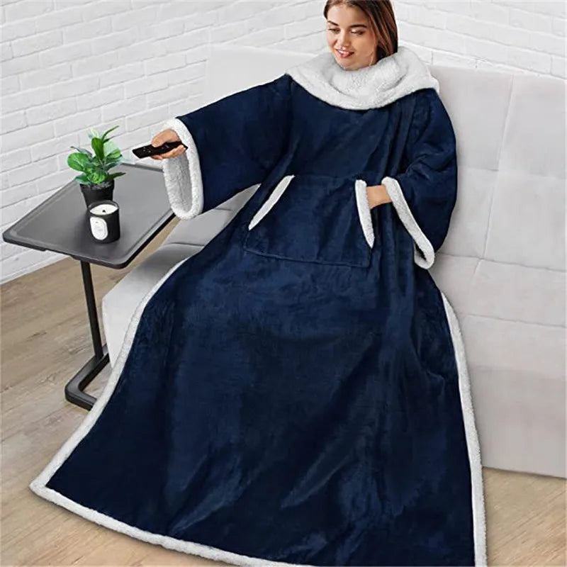 Grey Wearable Lazy TV Blanket With Sleeve,TV Sofa Blankets For Men Women,Thick Fleece Blanket Winter Adult Cozy Soft Nap Blanket Pi-Mart