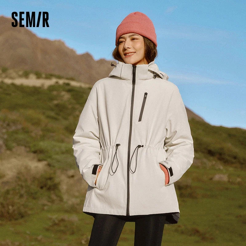Semir Down Jacket Women 2025 New Two-Piece Three-in-One Outdoor Travel Daily Waterproof Oil-proof Stain-proof Woman winter coat LadyShow.Store