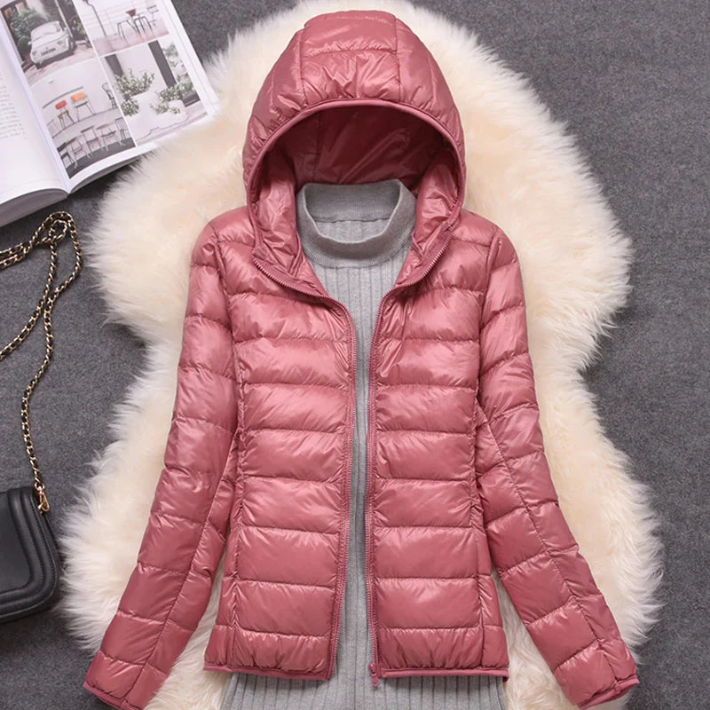Women Puffer Jacket 15 Colors Plus Size 5XL 6XL 7XL 2025 New Spring Autumn Female Ultra Lightweight Packable Hooded Down Coats LadyShow.Store