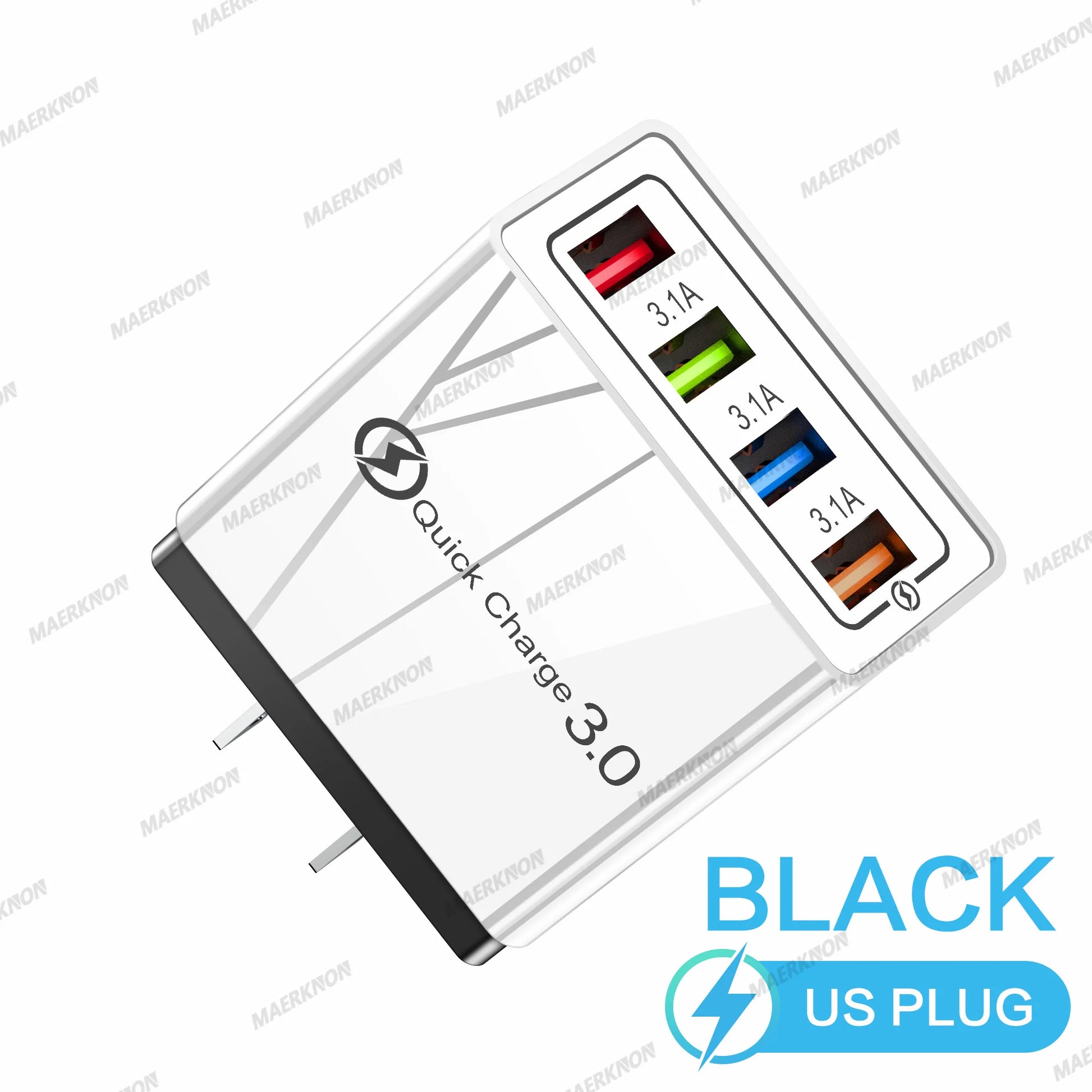 3A USB Charger 4 Ports USB Quick Charge 3.0 EU US Plug For iPhone Samsung Xiaomi Poco Fast Charging Mobile Phone Charger Adapter Pi-Mart