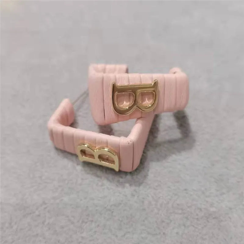 28 Colors Zebra Pu Leather Square Hoop Earrings For Women Fashion Jewelry Letter Alphabet Geometric Stripe Pendientes Mujer Pi-Mart