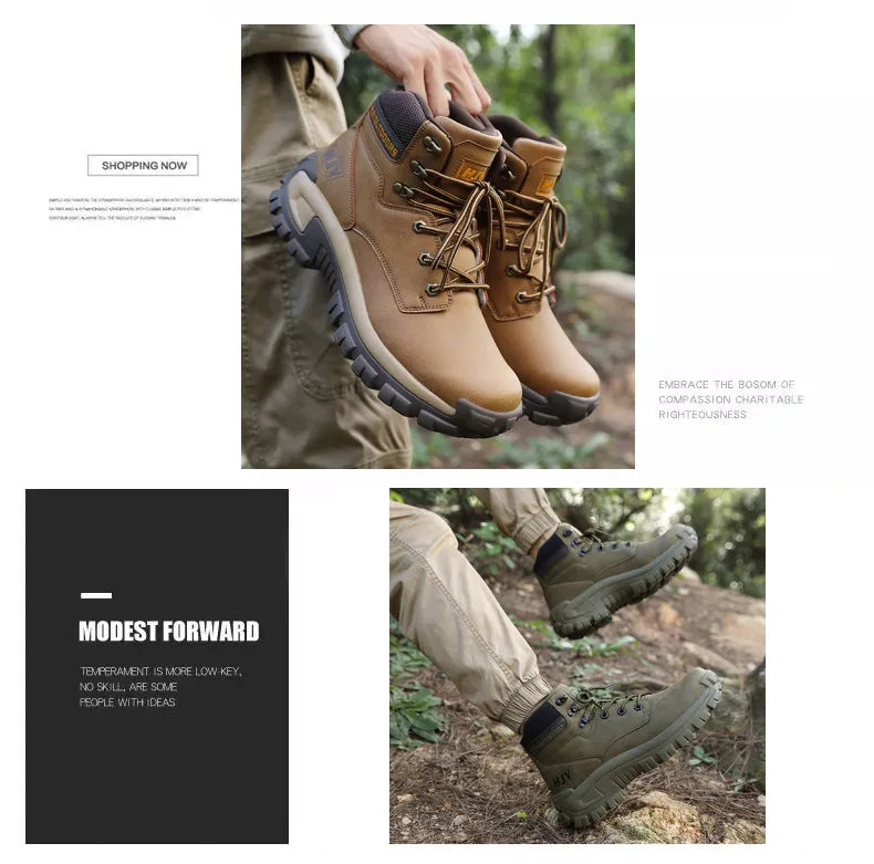 New Men's Boots Fashion Outdoor Boots Breathable Hiking Boots Autumn Shoes Sneakers Lightweight Non-slip Men Desert Ankle Boots Pi-Mart