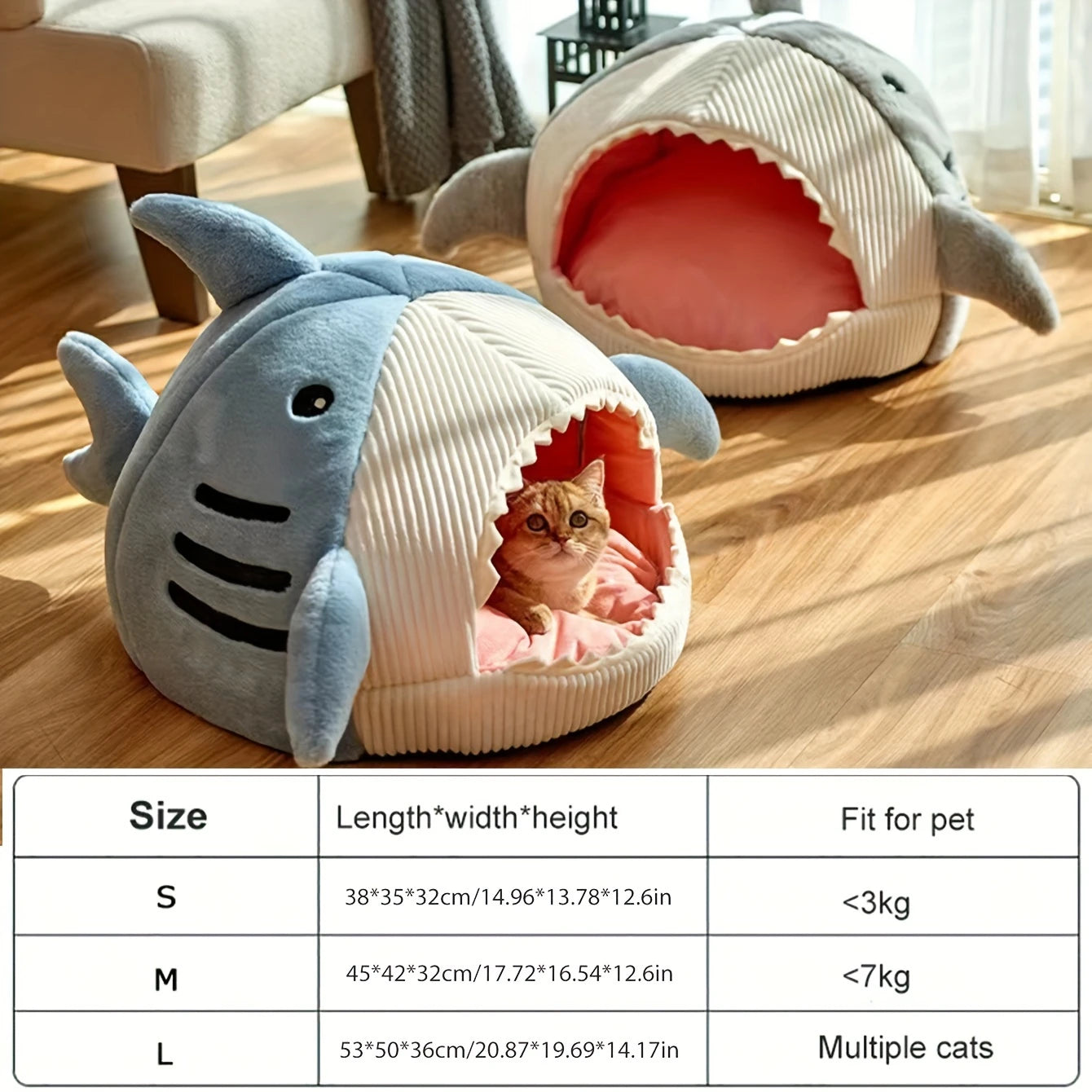 Plush Hooded Cat Cave Bed Round Semi‑Enclosed Shell Pet Nest Washable Anti‑Slip Warm All Season Sleeping Bed For Cats Small Dogs Pi-Mart