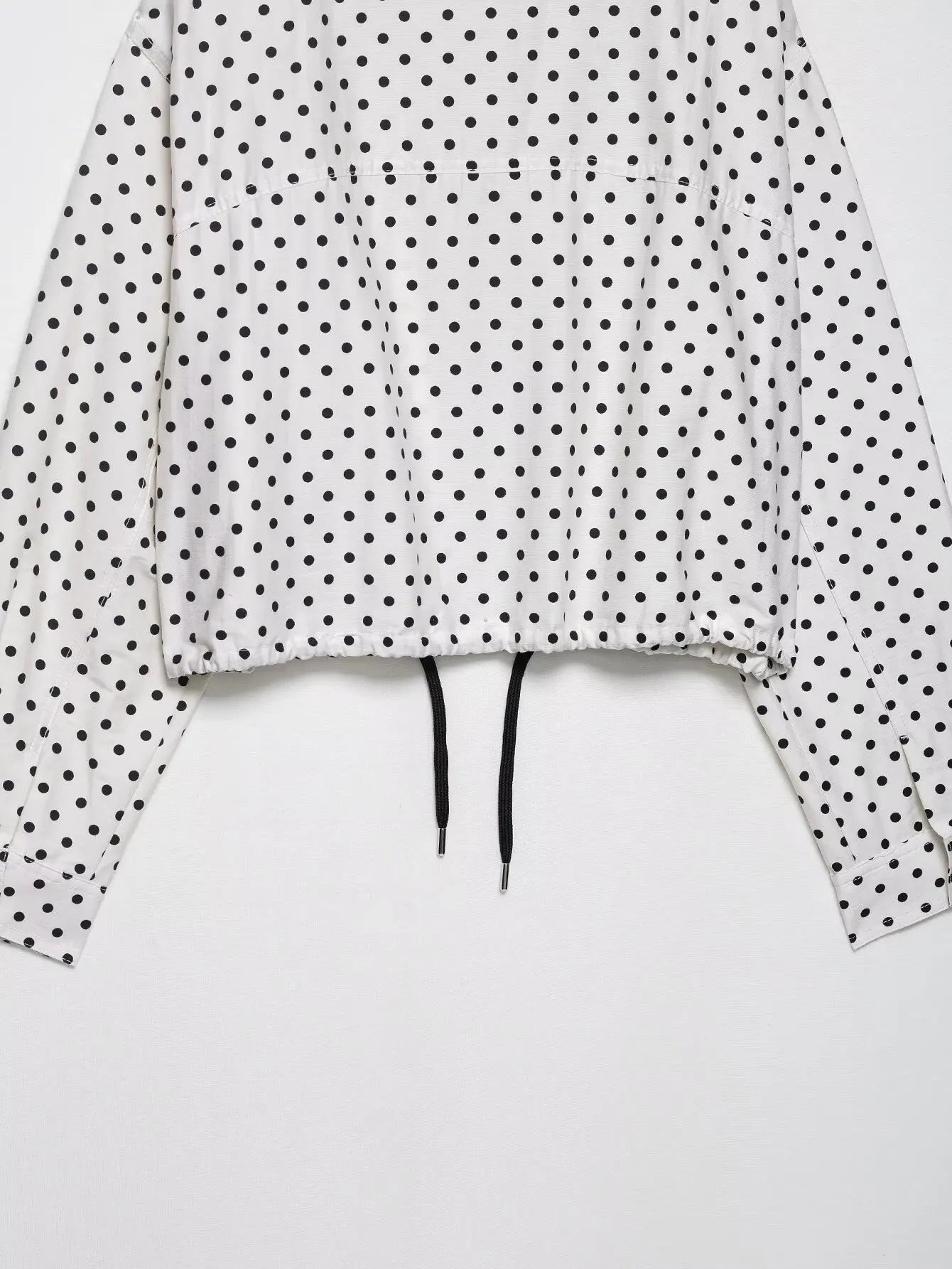 HH Fashion Women's Polka Dot Print Short Coats Autumn Long Sleeves Turtleneck Zipper With Pockets Drawstring Casual Jacket Pi-Mart