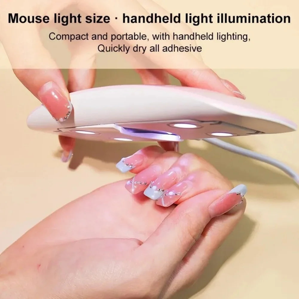 Portable 6 LED UV Nail Lamp 6W Mini Nail Dryer Machine Foldable Manicure Tool for Gel Polish Varnish Quick Drying USB Cable Tri Light Beauty