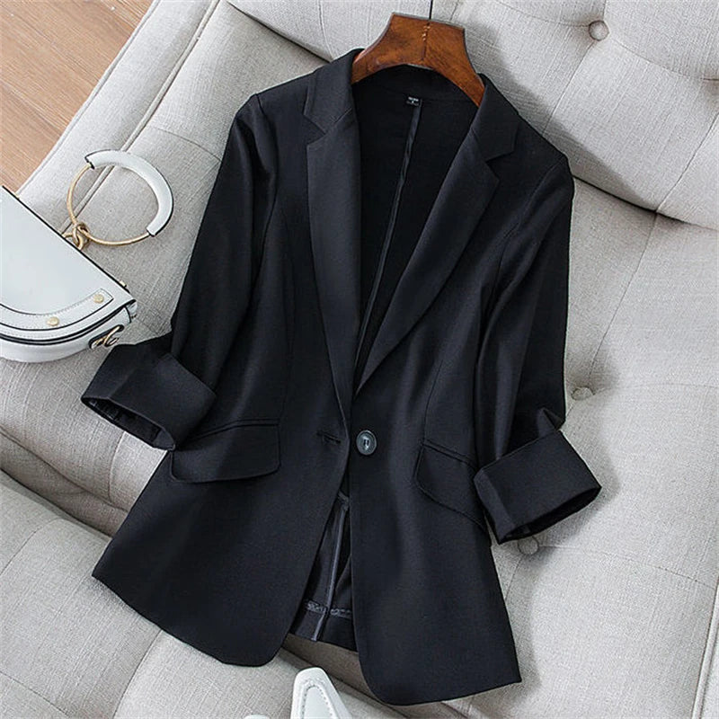 2026 Spring Summer New Temperament Versatile Large Size Women's Small Blazer Coat Loose Elegant FemaleThin  Blazer Jacket 4XL LadyShow.Store