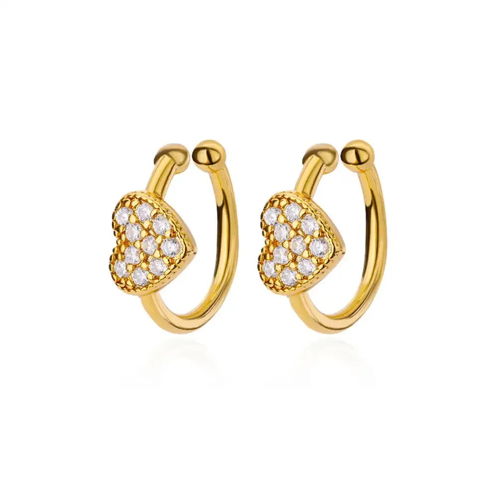 Hollow Zircon Heart Earrings For Women Stainless Steel Gold Color Heart Earring Luxury Wedding Couple Jewelry Gift Free Shipping Pi-Mart