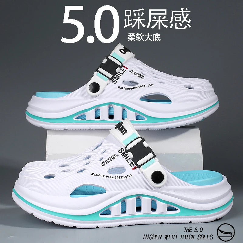 2026 New Men's Holes oes Summer Thi Bot Anti-Slip Driving Beach Slippers Spor Casual EVA Injection Moulding Footwear Pi-Mart