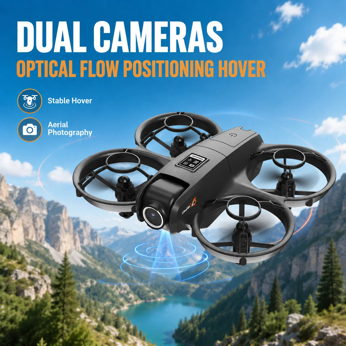 ZNLYRION YL3PK Mini Full Protective Drone With 2.4 Inch Screen Remote Dual Camera Optical Flow Hover 2 Batteries Indoor RC Quadcopter Pi-Mart
