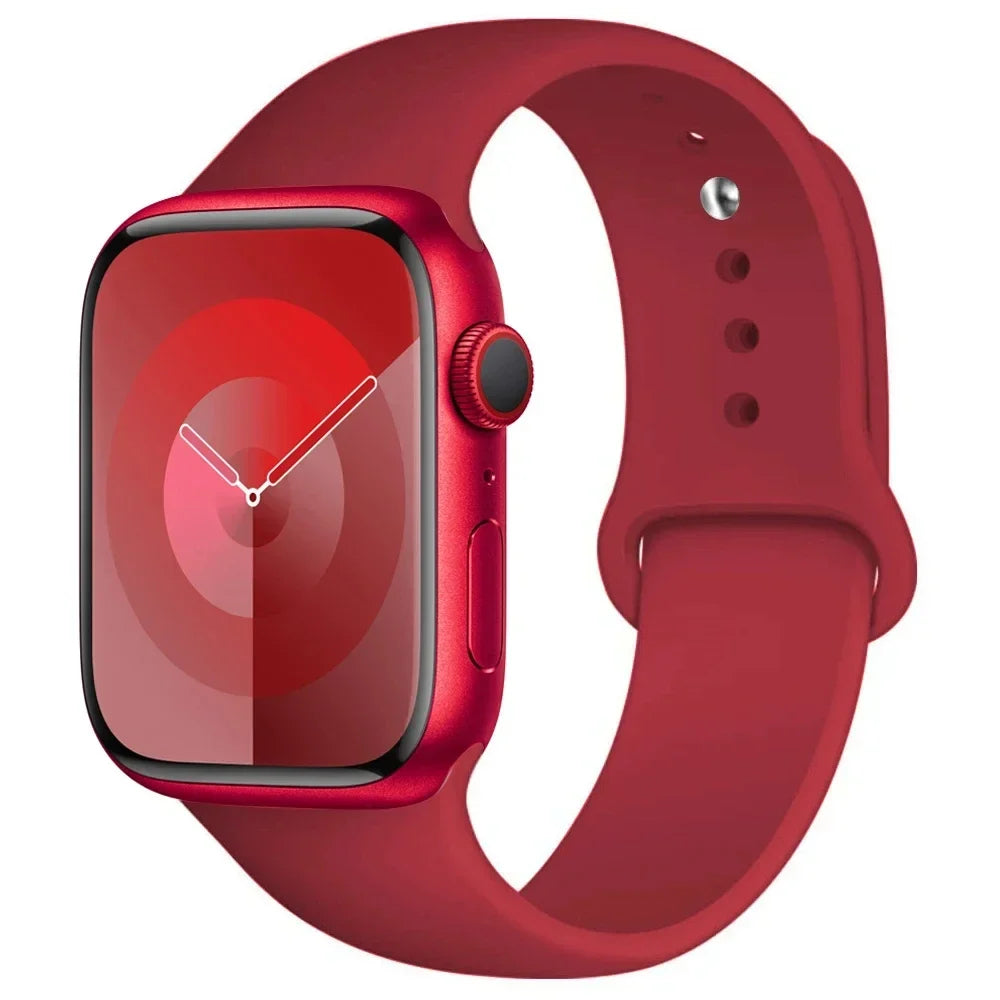 Silicone Band For Apple Watch strap 44mm 45mm 40mm 41mm 42-38mm 45 mm sport bracelet iwatch series 8 7 6 5 4 3 SE 9 Ultra 2 49mm LadyShow.Store