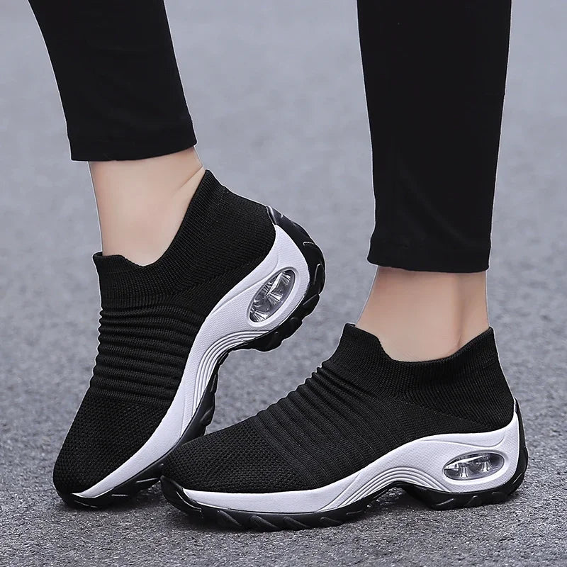 Women Sneakers Summer Fashion Black Sports Casual Shoes Breathable Mesh Lightweight Air Cushion Non-Slip Running Shoe Zapatillas LadyShow.Store