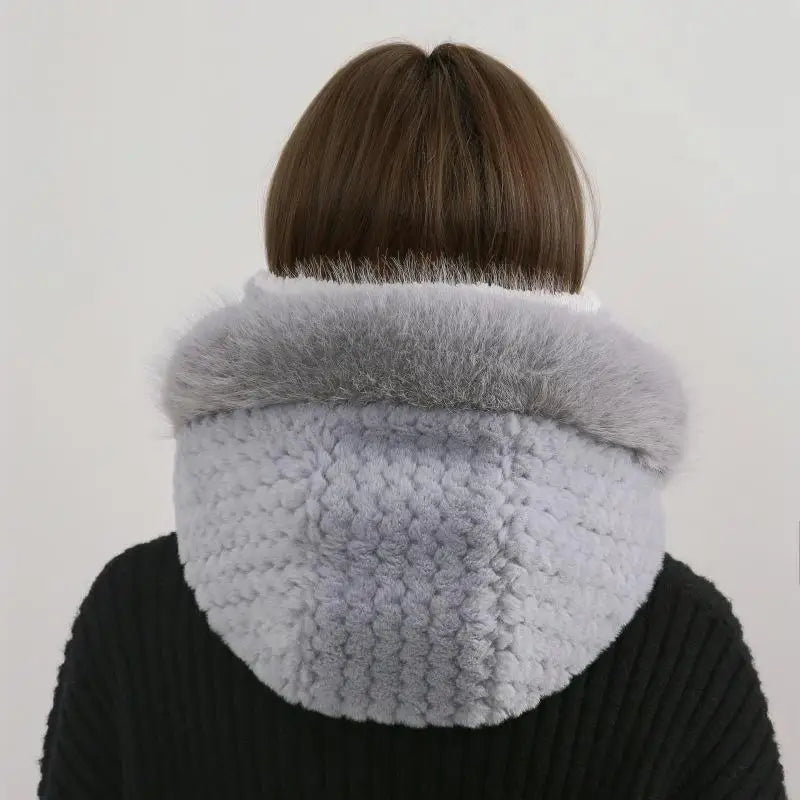 Simple Solid Color Cycling Windproof Cap Thickened Neck Warmer Ear Protection Hat Keep Warm Windproof Winter Hat Scarf Set Pi-Mart