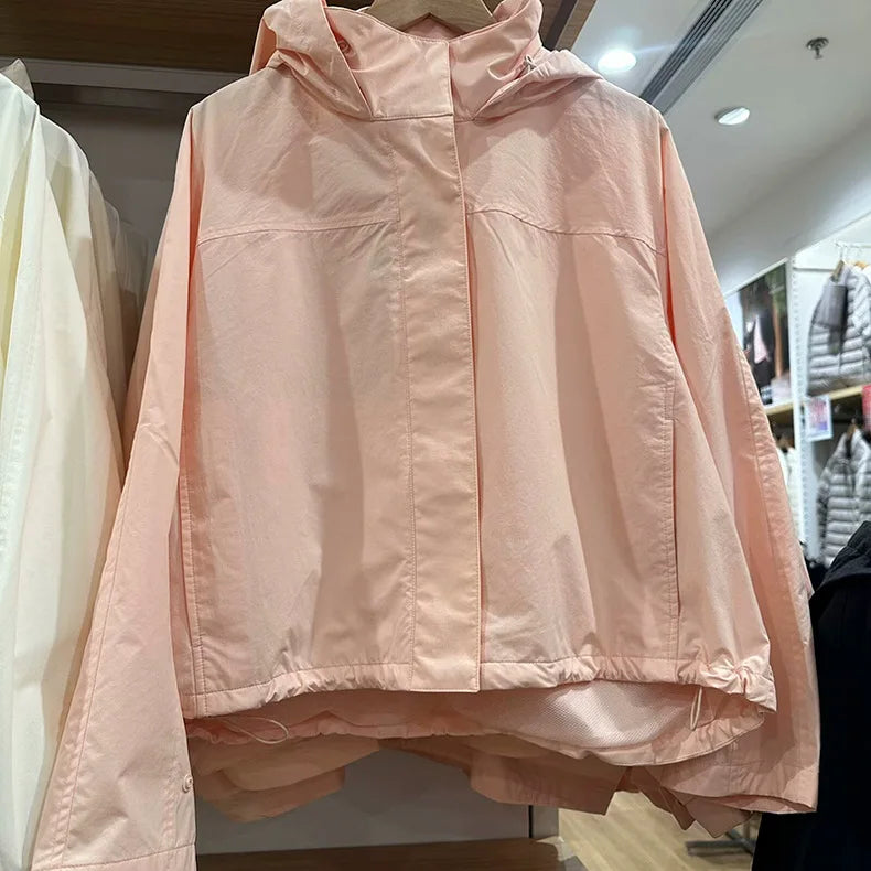 2026 Autumn Women Windproof Jacket Coat Fashion Hooded Stand Collar Thin Jacket Femme Casaco Abrigo Streetwear LadyShow.Store
