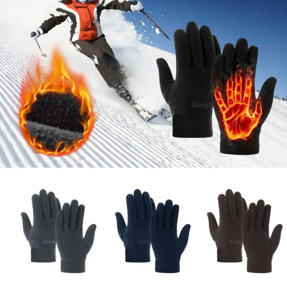1 Pair Winter Polar Fleece Gloves Men Women Warm Outdoor Cycling Driving Gloves Windproof Non-Slip Soft Thickened Male Gloves Pi-Mart