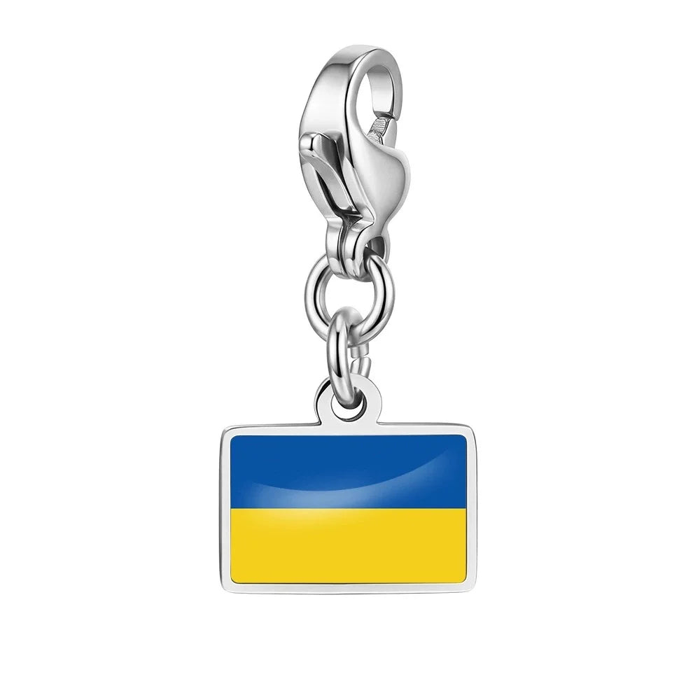 10mm Country Flag Charms Pendant Necklace Bracelet Keychain Bagchain Stainless Steel  Jewelry A Commemorative Gift For A Friend Pi-Mart