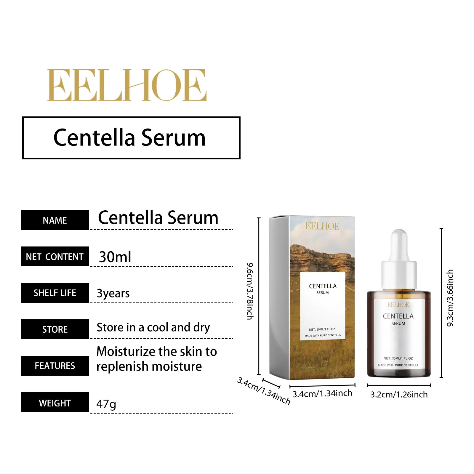 Centella Serum Nourish Improvement Dry Skin Smoothing Tightening Brightening Moisturizing Hyaluronic Acid Face Essence Skin Care Pi-Mart