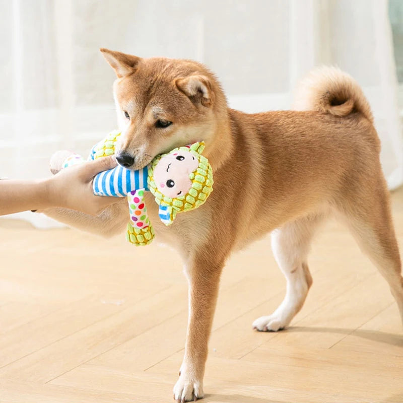 Cute Animals Plush Dogs Cats Toy Interactive Squeaky Puzzle Toy Bite Resistant Teeth Grinding Cleaning Pet Chewing Supplies Pi-Mart