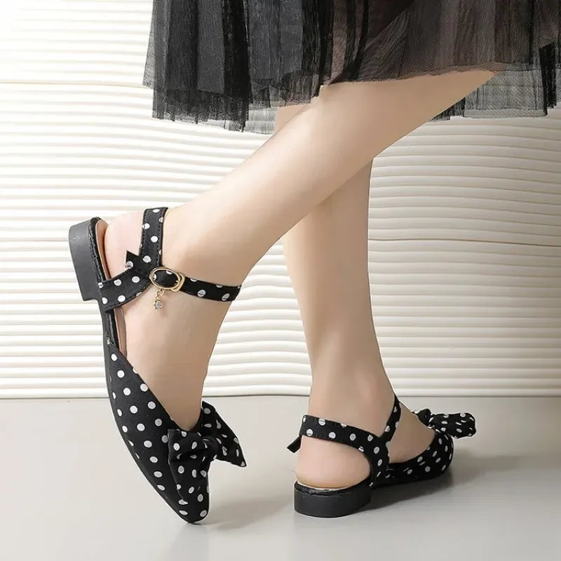 Women's Comfortable Slingback Pumps, Bow Accent Pointed Toe Low Heel Shoes,Versatile for Daily, Party, and Wedding Wear. LadyShow.Store