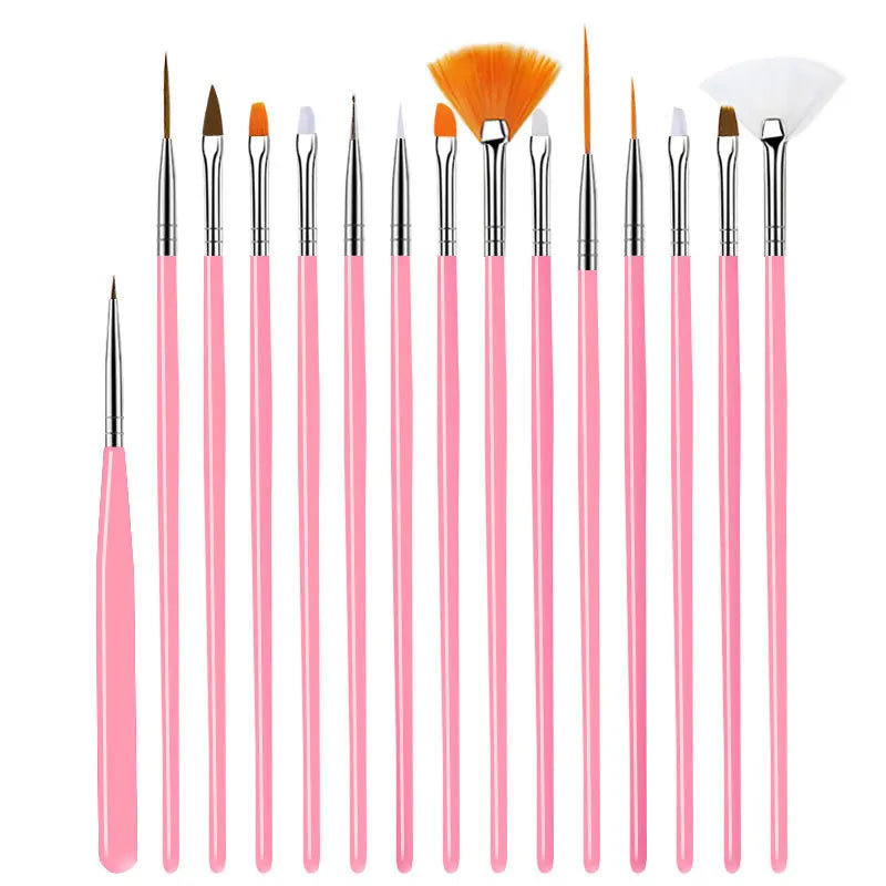 5/20Pcs Nail Art Brush Design Tip Painting Drawing Carving Dotting Pen FlatFan Liner Acrylic Gel UV Polish Manicure Tools Tri Light Beauty