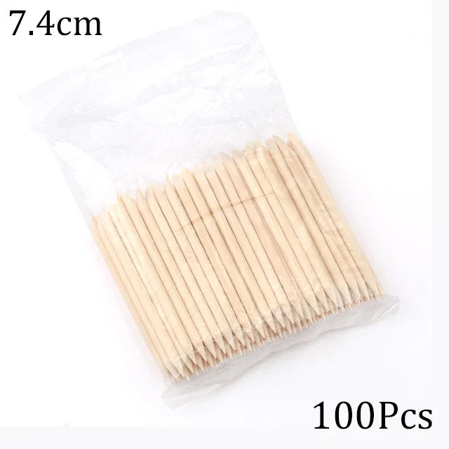 100/50pcs Nail Art Pusher Orange Wood Sticks Cuticle Pusher Remover Rhinestones Dotting Removal Manicure Pedicure Care Tools Tri Light Beauty