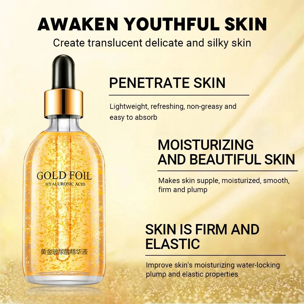 24K Gold Hyaluronic Acid Serum for Face Anti-wrinkle Anti-aging Brightening Moisturizing skincare Facial Serum Essence Face Care Pi-Mart