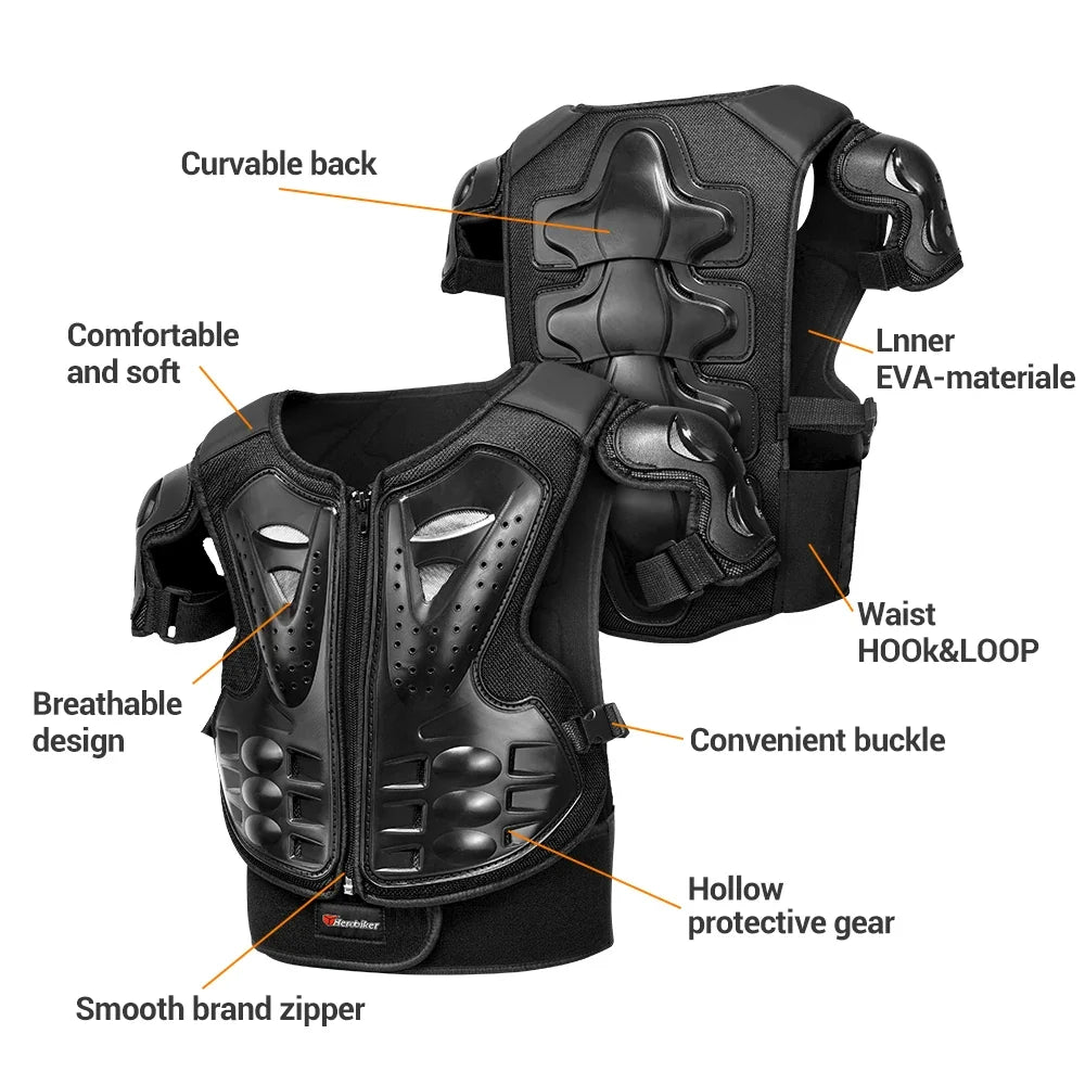 Kid's Motorcycle Armor Vest Protection Motocross Body Armor Jacket Protective Armors Riding Kneepads Moto Full Armor Children LadyShow.Store