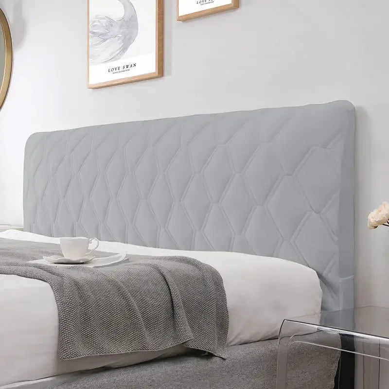 All-inclusive Super Soft Smooth Quilted Head Cover Thicken Velvet Headboard Cover Solid Color Bed Back Dust Protector Cover Pi-Mart
