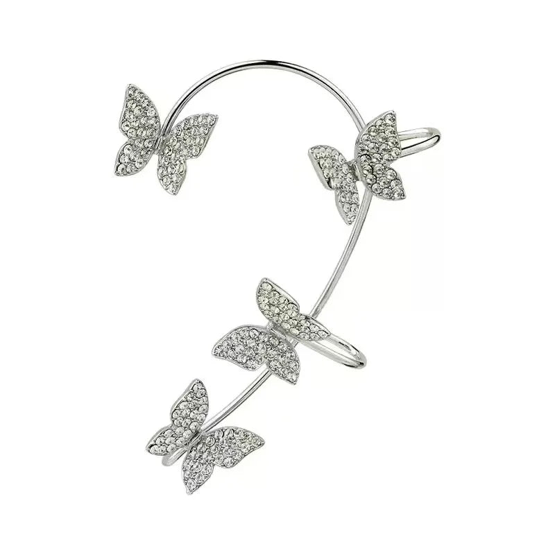 2PCS Fashionable and Exquisite Butterfly Ear Clip, Non Perforated Women's Shiny Earrings, Wedding Party Jewelry Gifts Pi-Mart