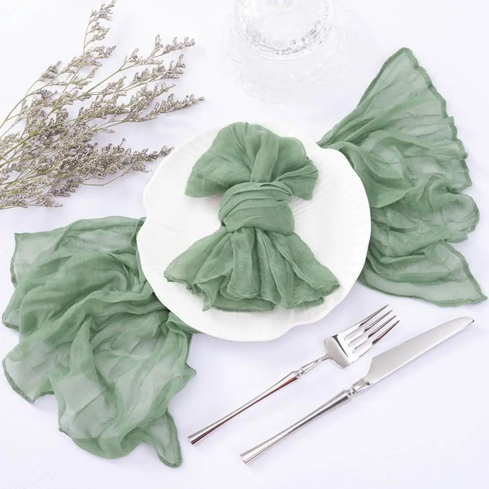 Party Supply Table Decoration Gauze Napkin Soft Thin Cotton Napkin Retro Reusable Placemats Hotel Pi-Mart
