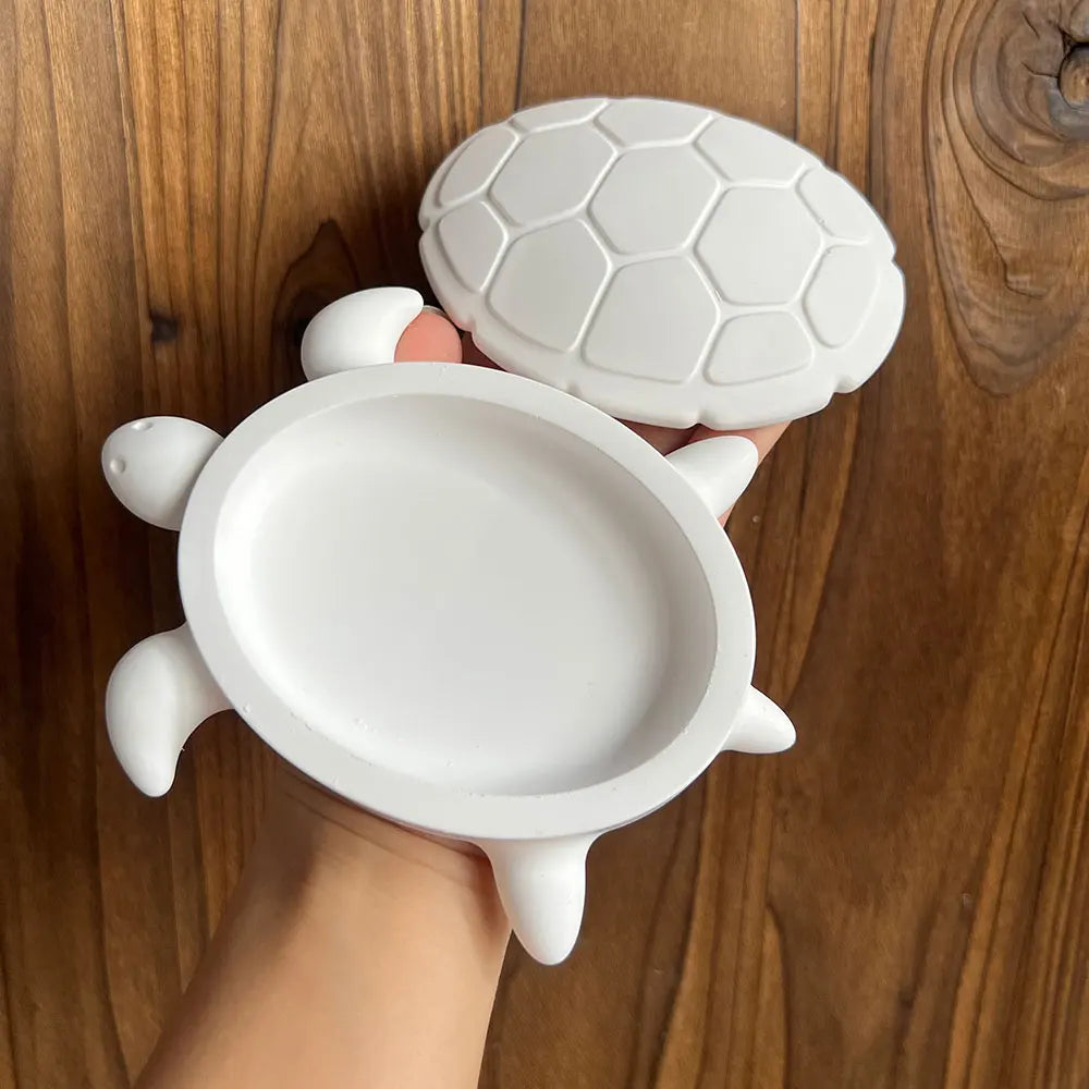 Turtle Storage Box Silicone Molds Kits DIY Scented Ocean Animals Jewelry Display Plate Tray With Lid Plaster Resin Mold LadyShow.Store