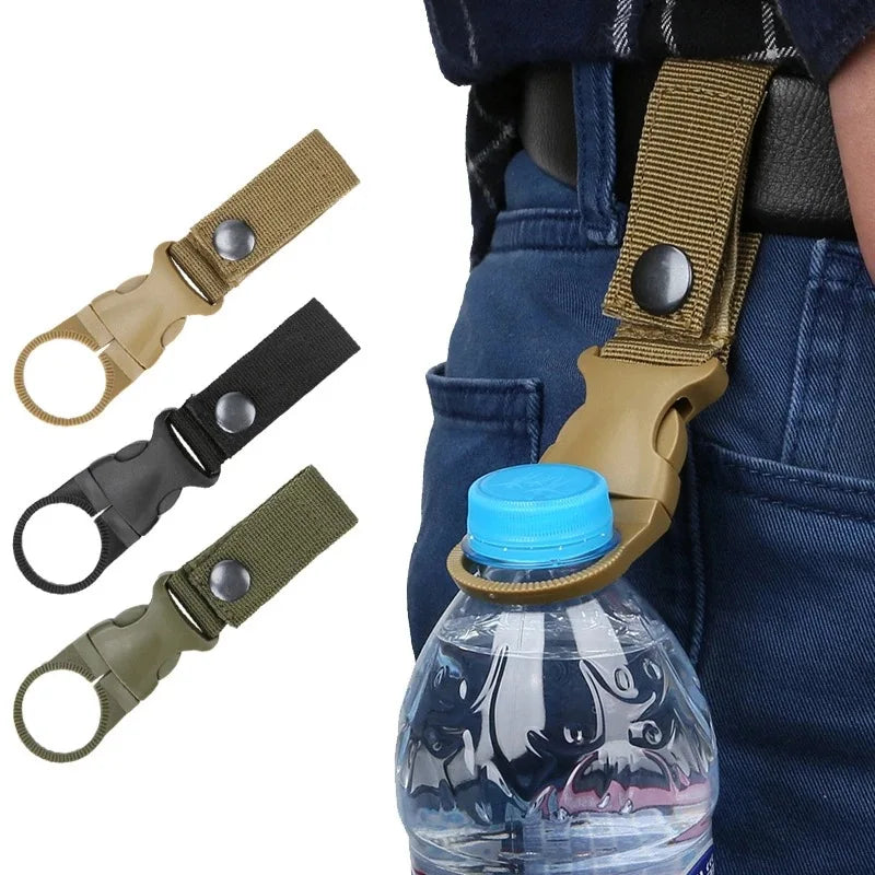 Webbing Water Bottle Holder Climbing Carabiner Belt Backpack Hanger Hooks Clip Multifunction Water Bottle Nylon Buckle Hook Clip Pi-Mart