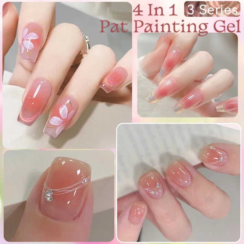 UR SUGAR 4 IN1 Pat Painting Gel Nail 4 Colors Gradient Painting Gel Nail Art Semi Permanent Soak Off UV Nails Used For Gel DIY Tri Light Beauty
