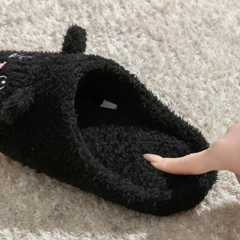 Non-Slip Soft Plush Cat Slippers for Women Men Unisex Warm Fleece House Slippers Indoor Floor Shoes Autumn Winter Home Comfort LadyShow.Store