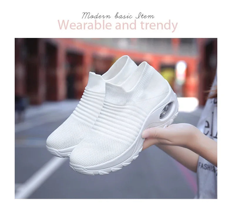 Women Sneakers Summer Fashion Black Sports Casual Shoes Breathable Mesh Lightweight Air Cushion Non-Slip Running Shoe Zapatillas Pi-Mart
